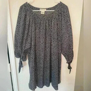 Paisley Vine Spotted Pleated Neckline Polyester Blouse Tunic Womens Size Medium